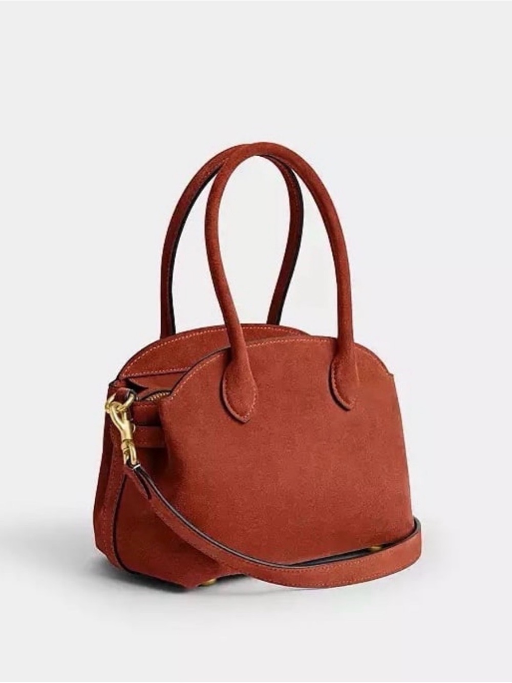Coach Soft Empire Carryall Bag 21 in Brass/Clay Suede & Refined Calf Leather NWT - Picture 6 of 16